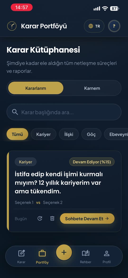 Claritix karar kütüphanesi ekranı